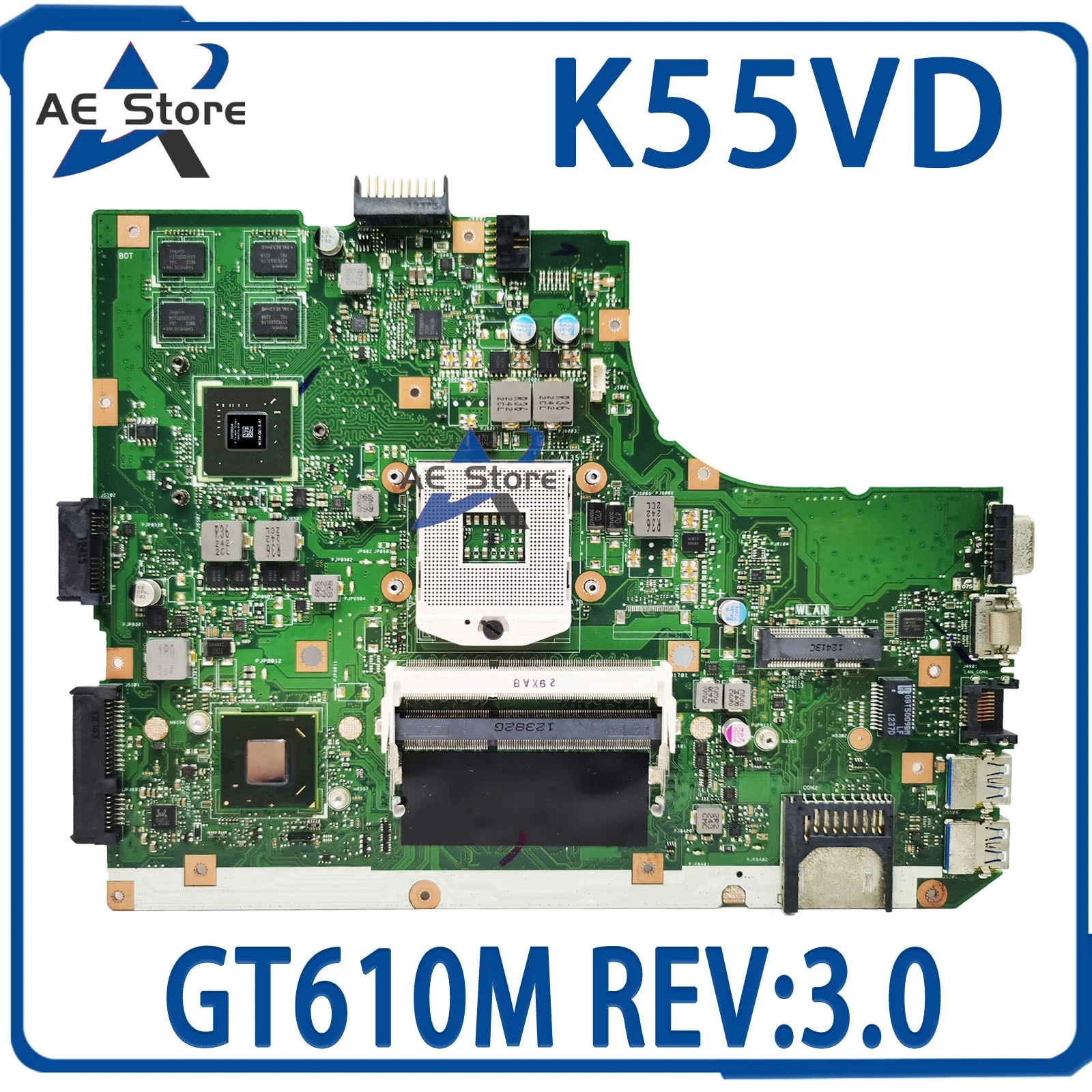 

K55VD Notebook Mainboard K55A A55VD A55A Laptop Motherboard GT610M REV:3.0 MAIN BOARD TEST OK