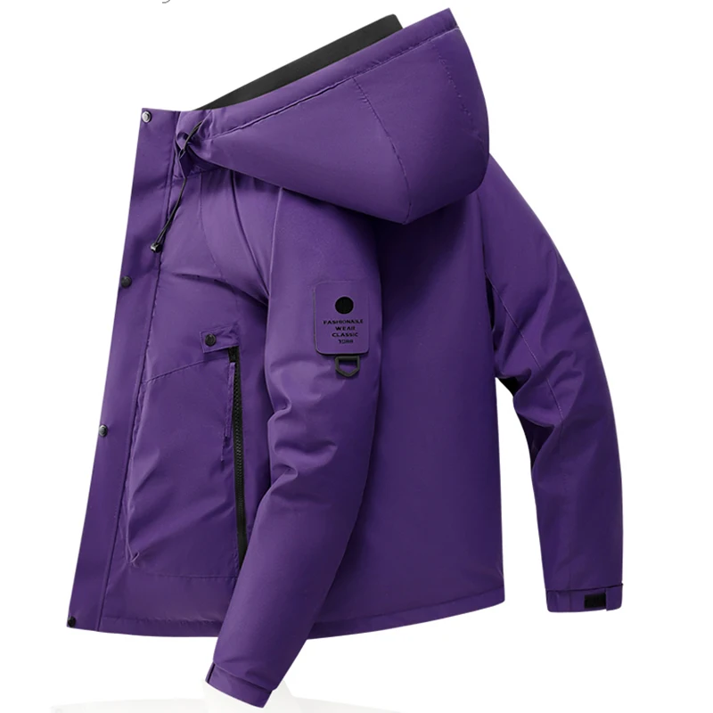 New Breathable Fashion Hooded Men Jacket Outdoors Loose Comfort Versatile Casual Solid Coat Winter Thickening Keep Warm Parka