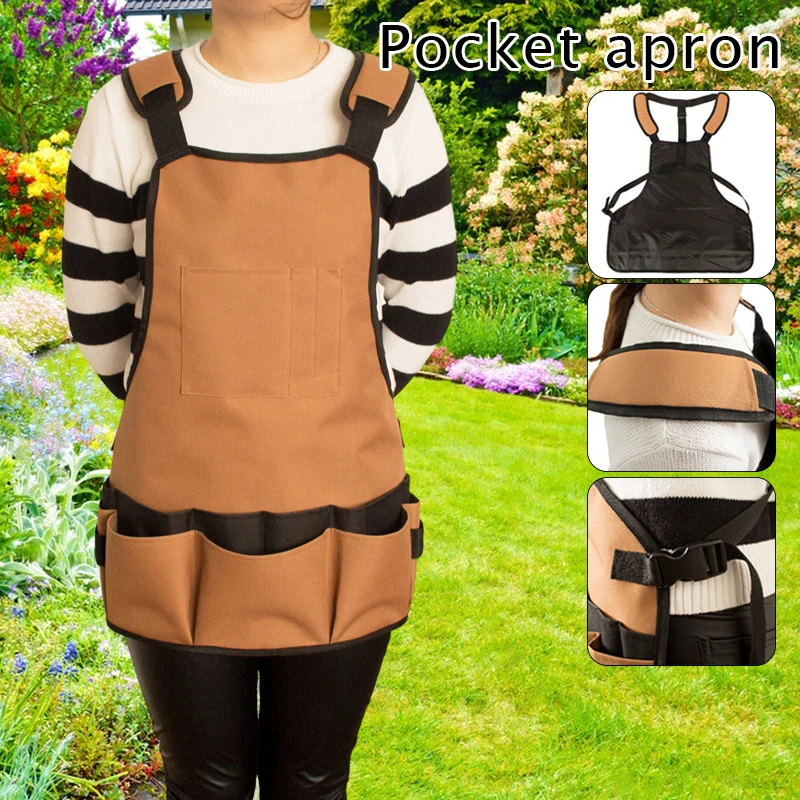 Waterproof Garden Tool Apron with Tool Pockets Fit for Gardening Workers Mechanics Machinists Artists Chefs Tattoo Barbers