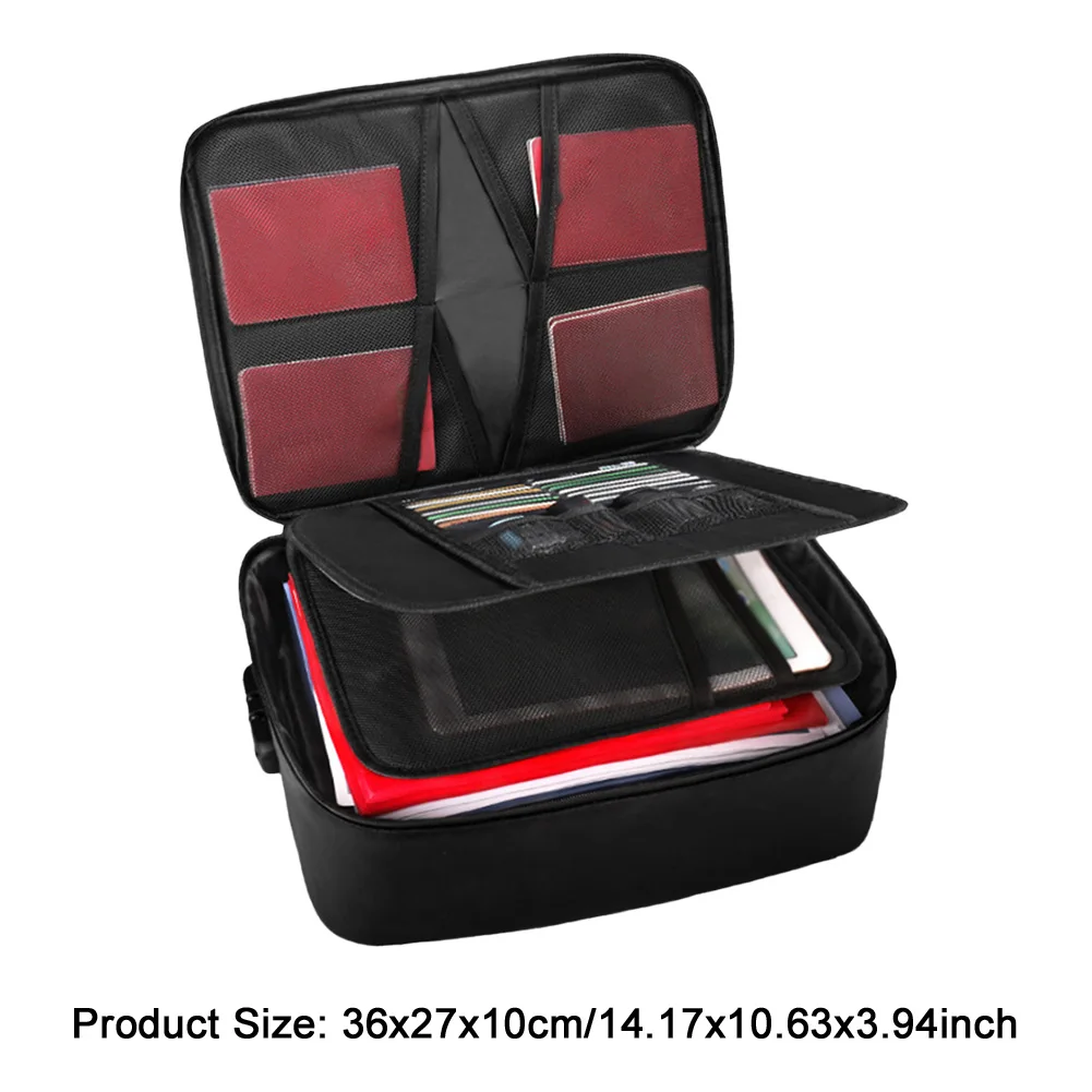 เอกสารพร้อมล็อคแฟ้มจัดเก็บทนไฟกล่องกันน้ํากระเป๋าเอกสารแบบพกพา Home Travel Safe Storage กล่อง