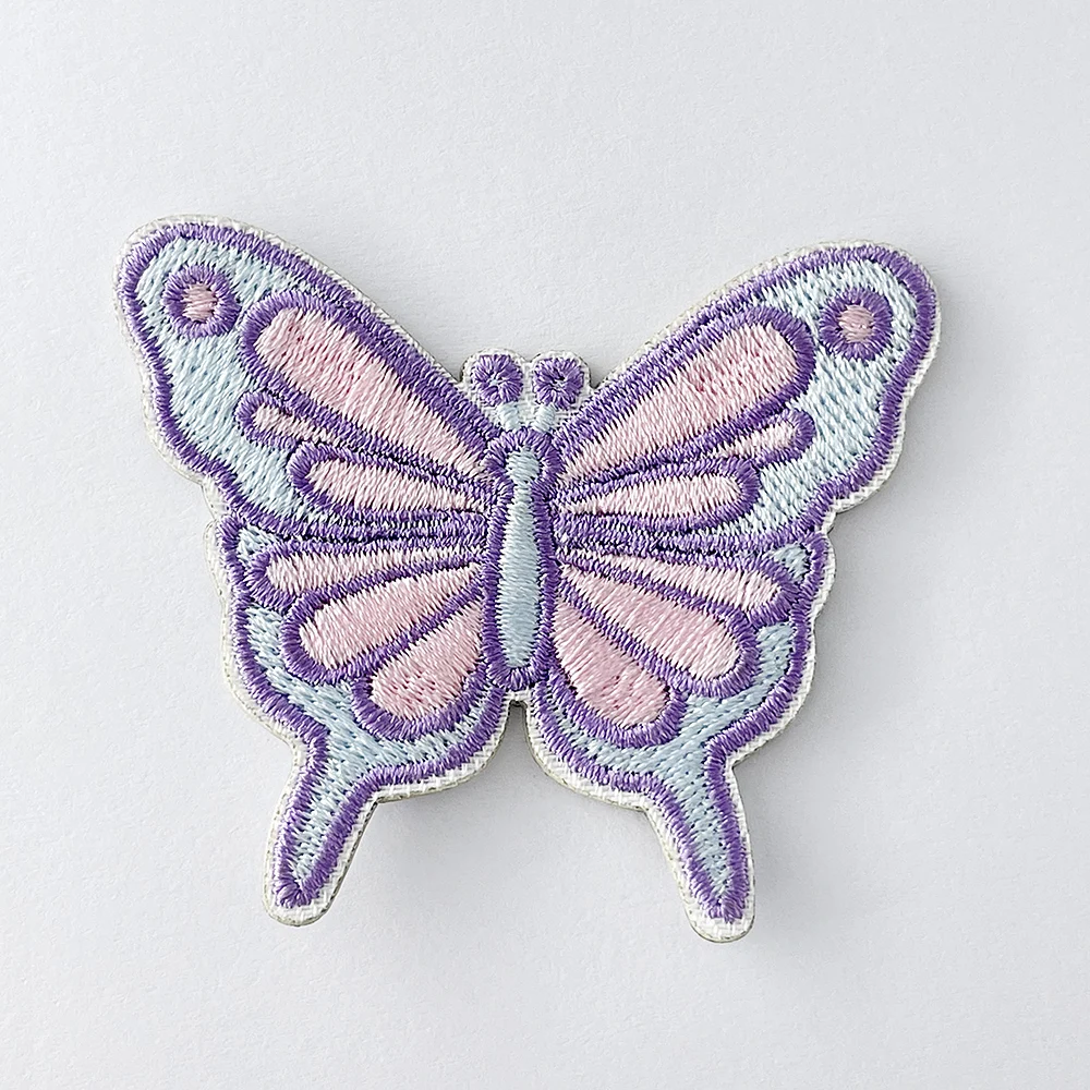 Powder Blue Butterfly Stick on Patches for Clothes Repair Hole Cover Cloth Patch Embroidery Stickers for Clothing Parches