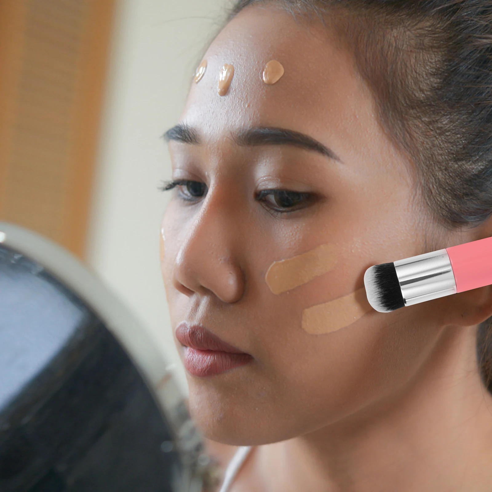 

2Pcs Cosmetics Brush Set High-Density Synthetic Blush Powder Application Blending Makeup Brush Tool for Women