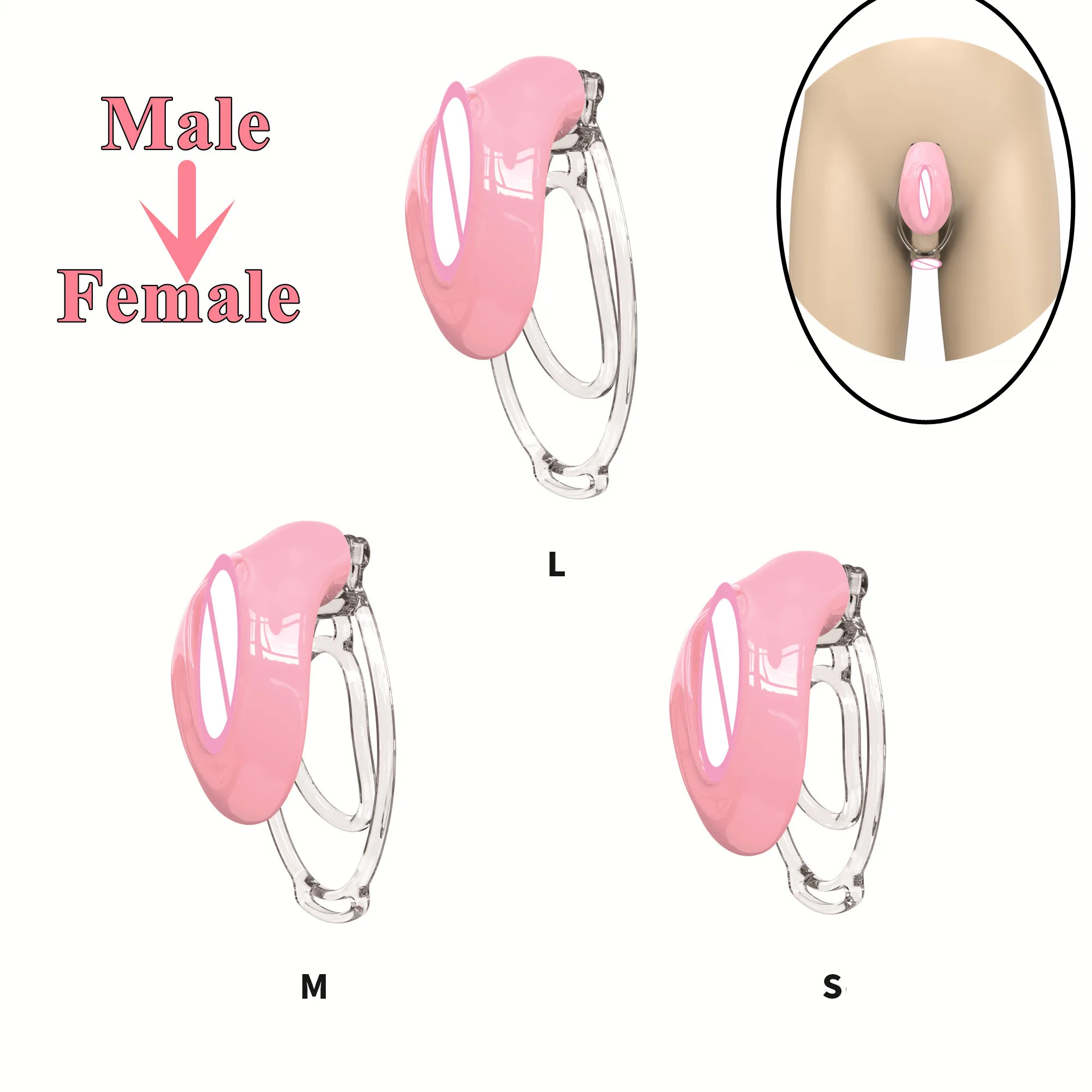 [Male To Female] FUFU Clip Panty with Silicone Pussy Chastity Device,Negative Cock Cage with 3 Size Clip Sexy Toys for Man Gay