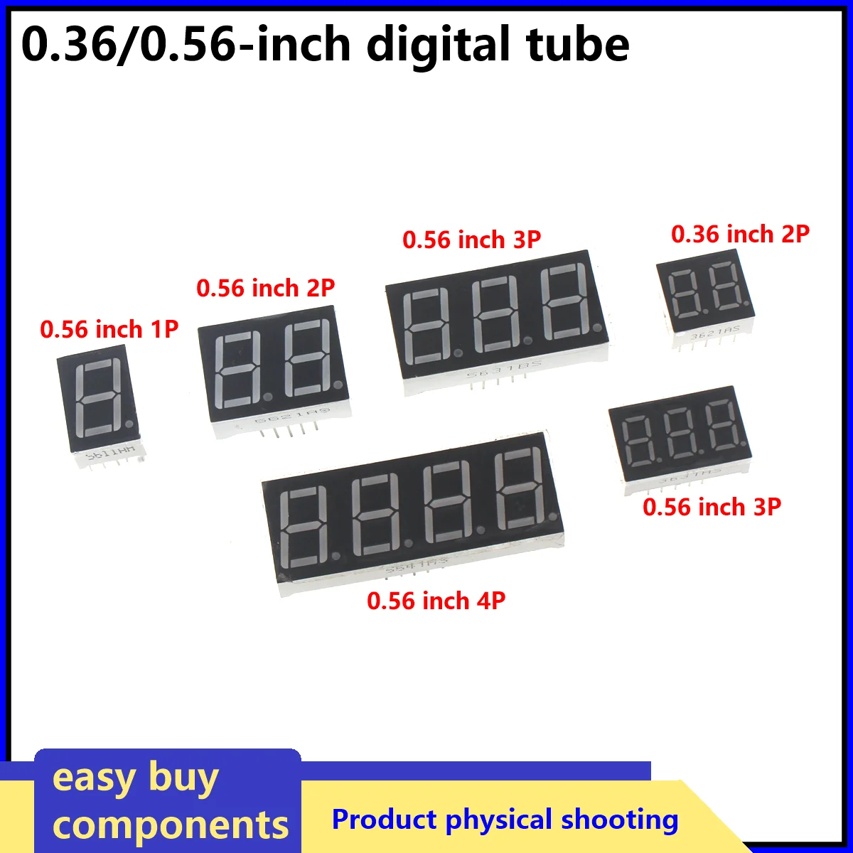 LED 디지털 튜브 0.36/0.56인치 공통 음극/양극 1 2 3 4비트 10 세그먼트 디지털 바 차트 빨간색 노란색 녹색 파란색