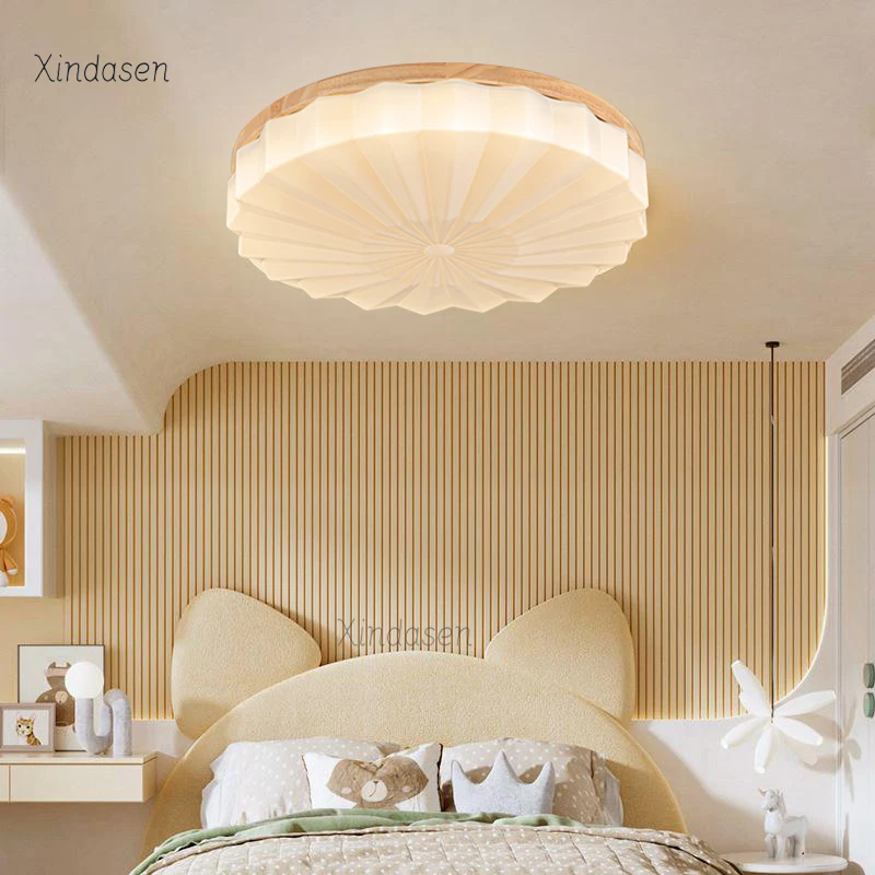 Wooden Ceiling Light Nordic Led Round Circular Ceiling Lamps For Bedroom Kitchen Living Kids Room Decor Flower Chandelier Lights