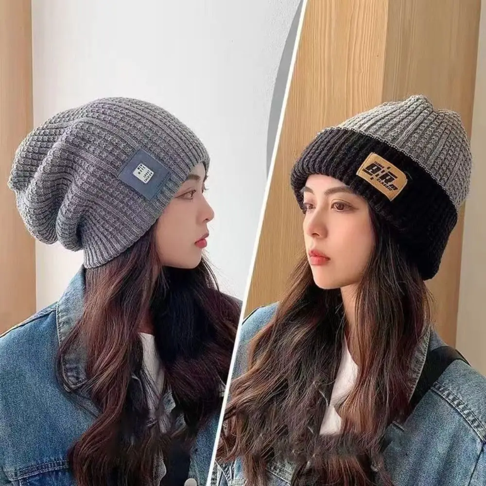 New Ear Protection Hats Knitted Hats for Women Warm Tools Big Head Hats Double-sided Hats 4 in 1 Warm Wool Hat