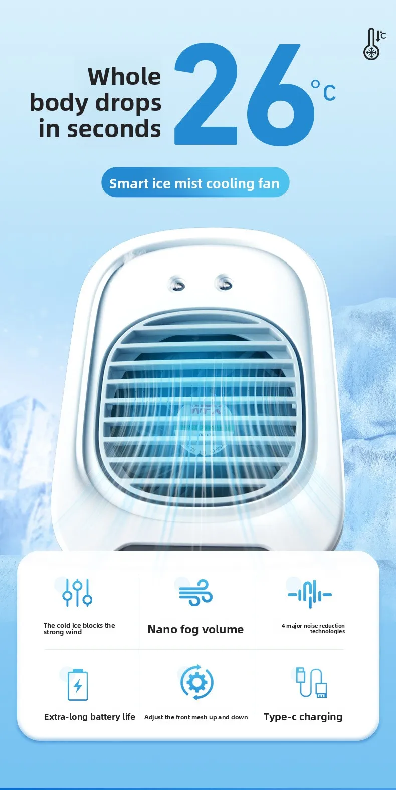 Household Mini Air Cooler Portable Desktop Spray Mist Fan Humidifier Mobile Cooling Fan
