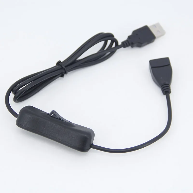 1M Black USB Male to Female Cable with 304 Switch ON/OFF Power Charging Extension Line Data Extender Wire Cord