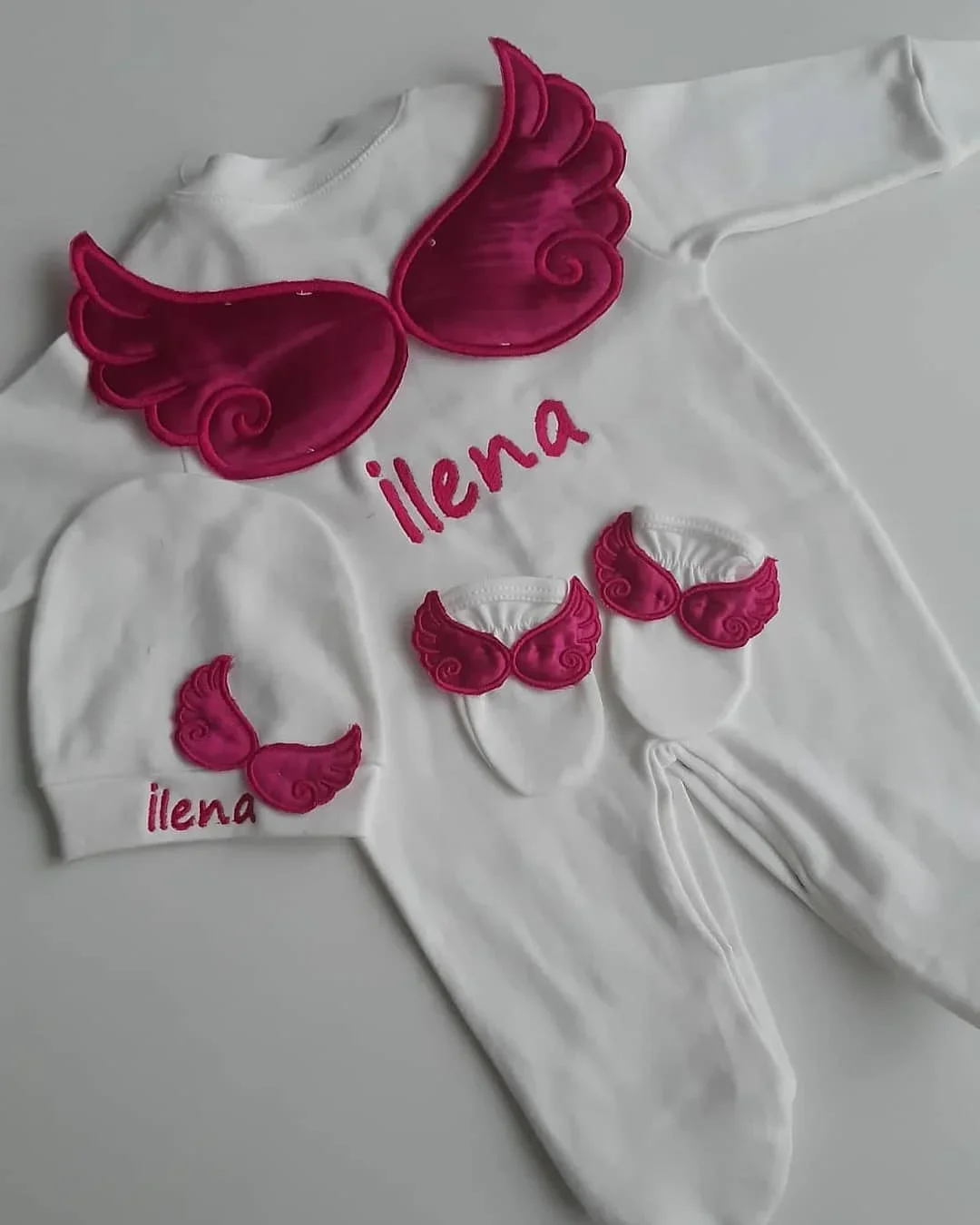 Newborn Baby Crown Jewels Gift Set 3pcs Wings Outfits 0-3m Pajamas Hat Mittens Receiving Blanket Welcome Home Ceremonial dress