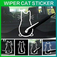 Funny Moving Tail Cat Car Sticker Window Wiper Decals Rear Windshield Sticker Reflective Car Animal Sticker Notebook Decoration