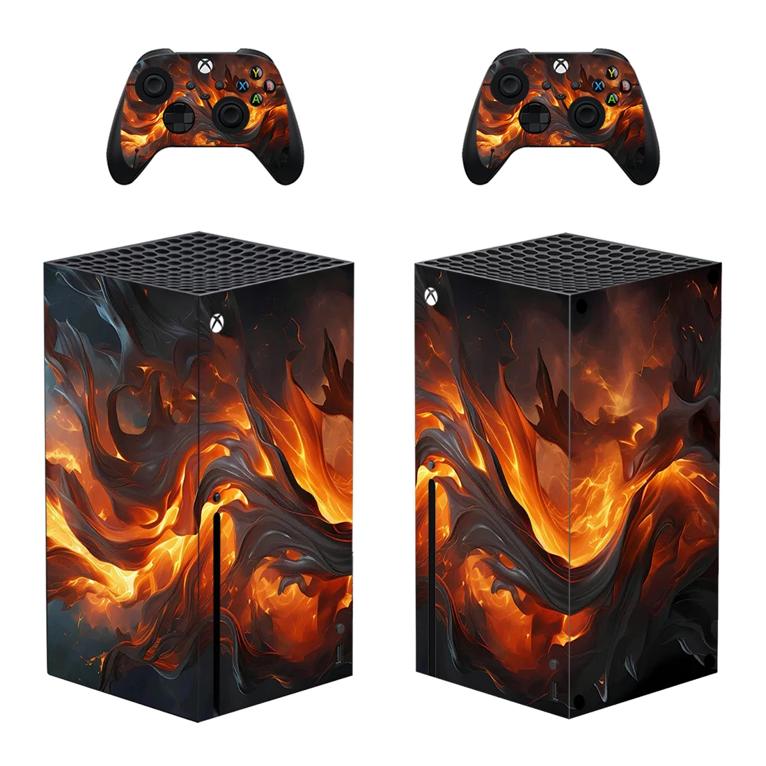 ملصق جلدي AI Fire Style Xbox Series X لوحدة التحكم و2 وحدات تحكم ملصق من الفينيل الواقي طراز 1