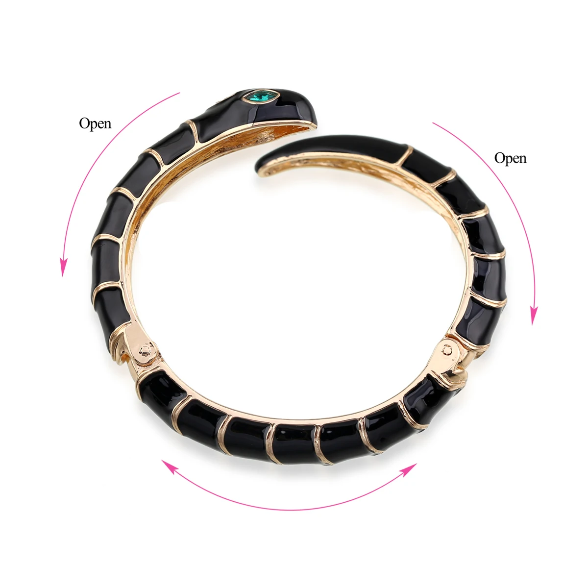 Three-Section Open Spring Hinge Bangle Cuff Snake Bracelets for Women Teens Statement Chunky Stacked Bangle Clothing Accessory