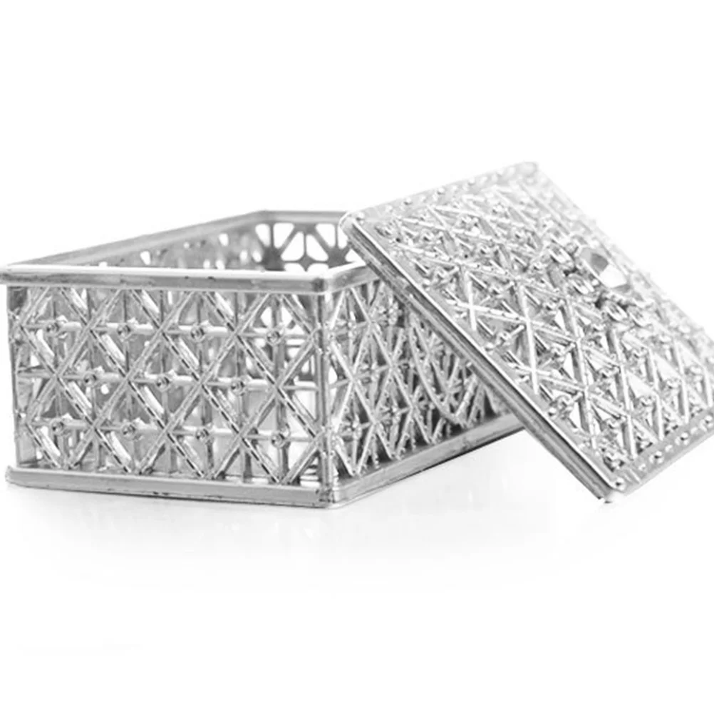 

12Pcs Plastic Candy Boxes Hollow Square Gift Containers for Wedding Party Treat Storage Silver Candy Box Gift Box