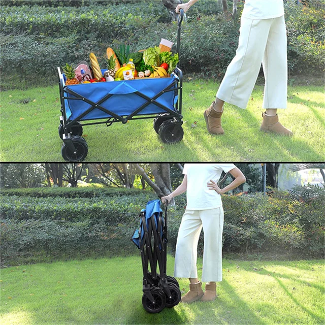 Adjustable Heavy Duty Collapsible Folding Utility Car Wagon Outdoor Camping Cart Beach Picnic Foldable Camping Pull Wagon
