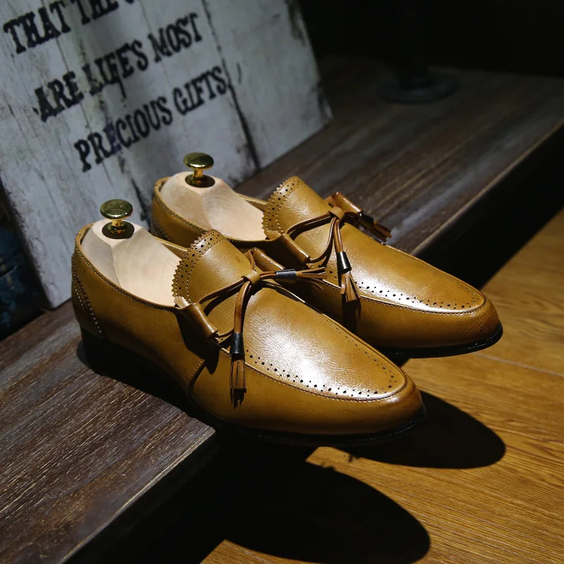 أحذية جلدية جديدة مدببة برباط علوي كاجوال بكعب منخفض مريحة للتنفس أحذية جلدية عصرية للنوادي الليلية مصفف شعر للرجال #6