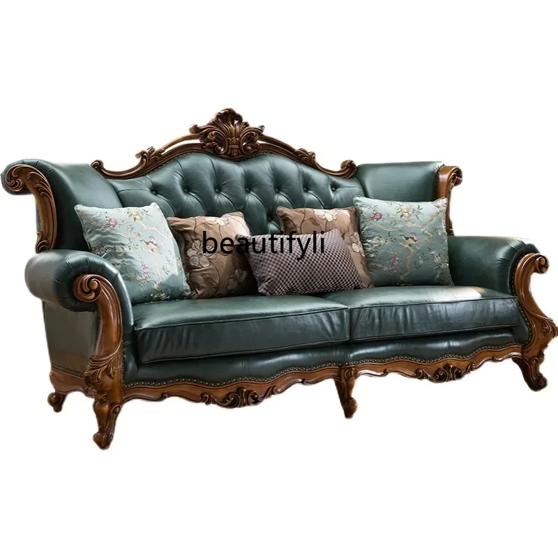 

American leather sofa European light luxury sofa combination living room furniture