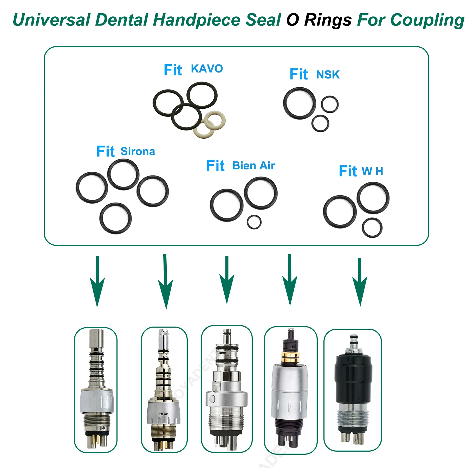 

Dental Handpiece Coupler Seal O Rings For Kavo Multiflex NSK WH SIRONA Bein-Air Coupling Anti-Oil Autoclavable