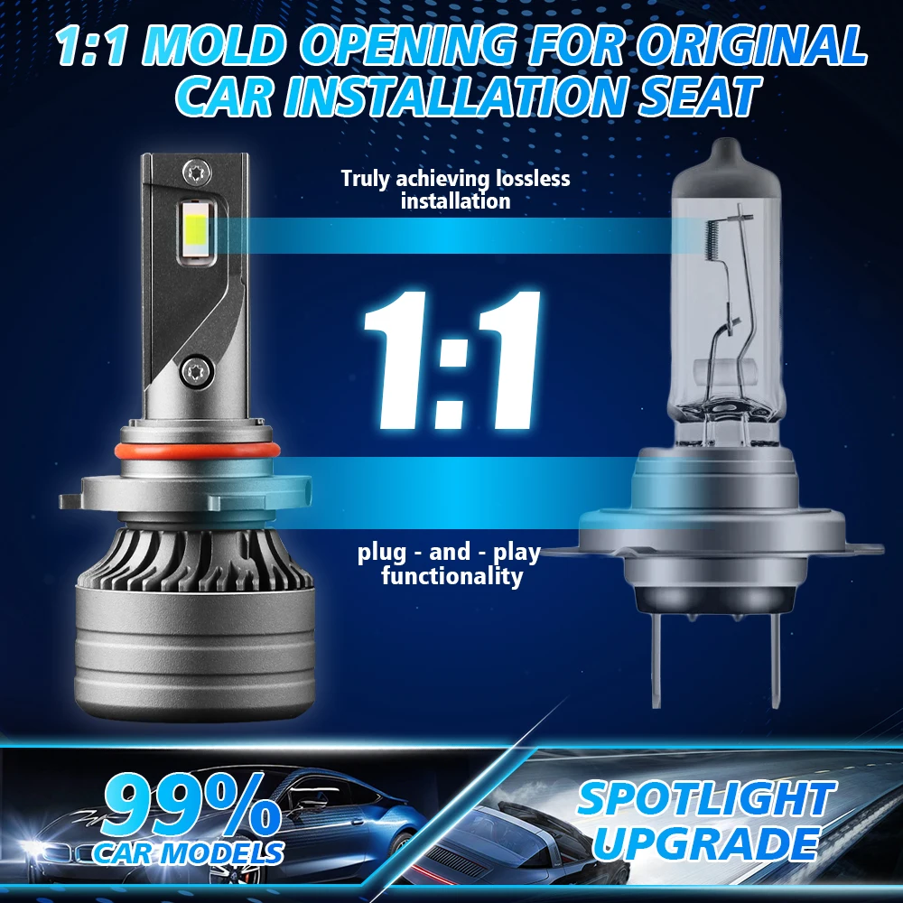 

9005 HB3 9006 HB4 LED Headlight Bulbs Conversion Kit High/Low Beam White Super Bright 6500K External Driver Light Bulbs