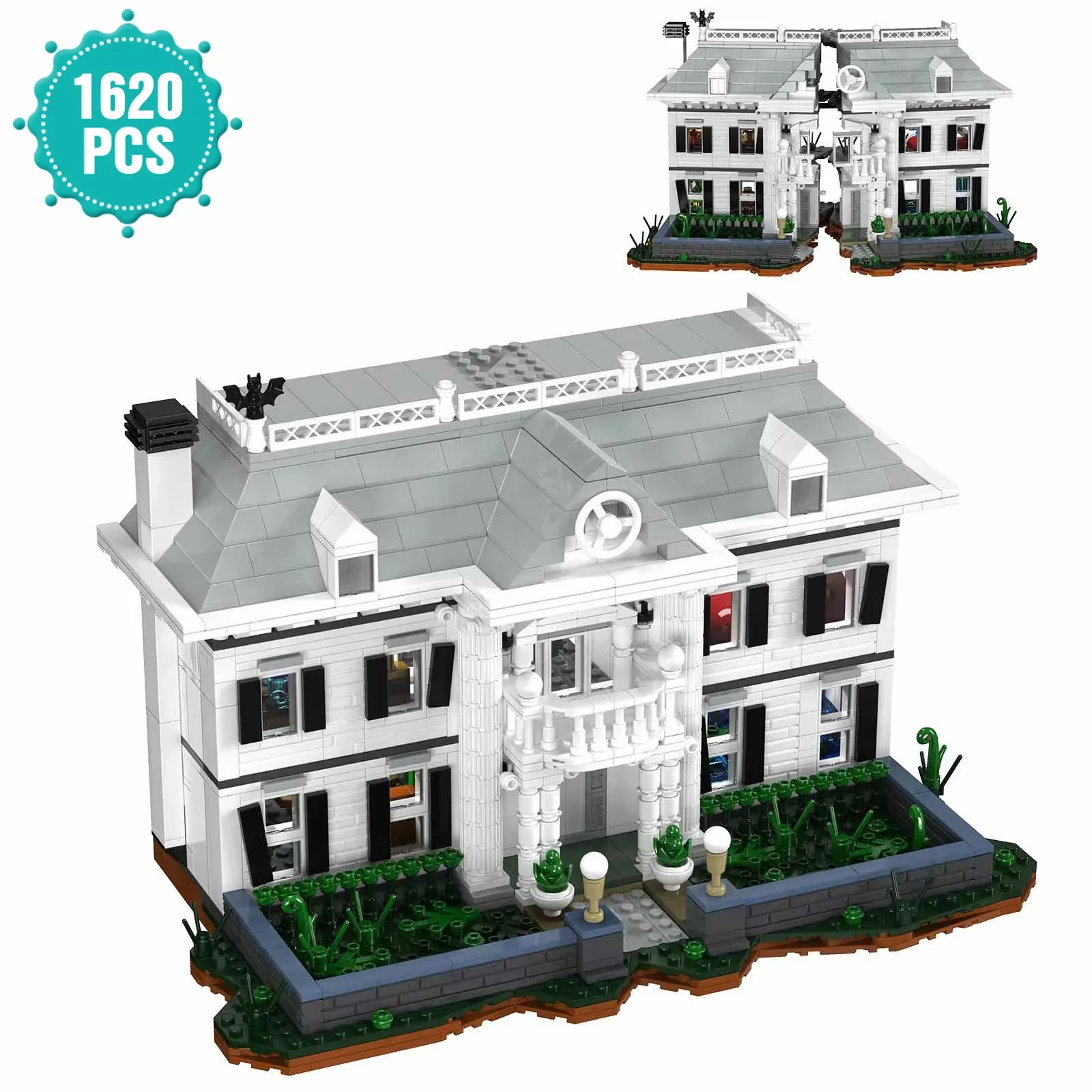 

White Apartment House Building Blocks Set Braved Game White Villa Palace Cottage Model Bricks Gifts for Kids Adults,1620 Pieces