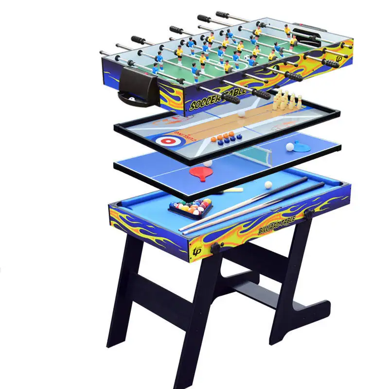 

5-in-1 Multifunctional Folding Billiards Table for Children's Home Standing Football Table, Table Tennis, Bowling, Foxball