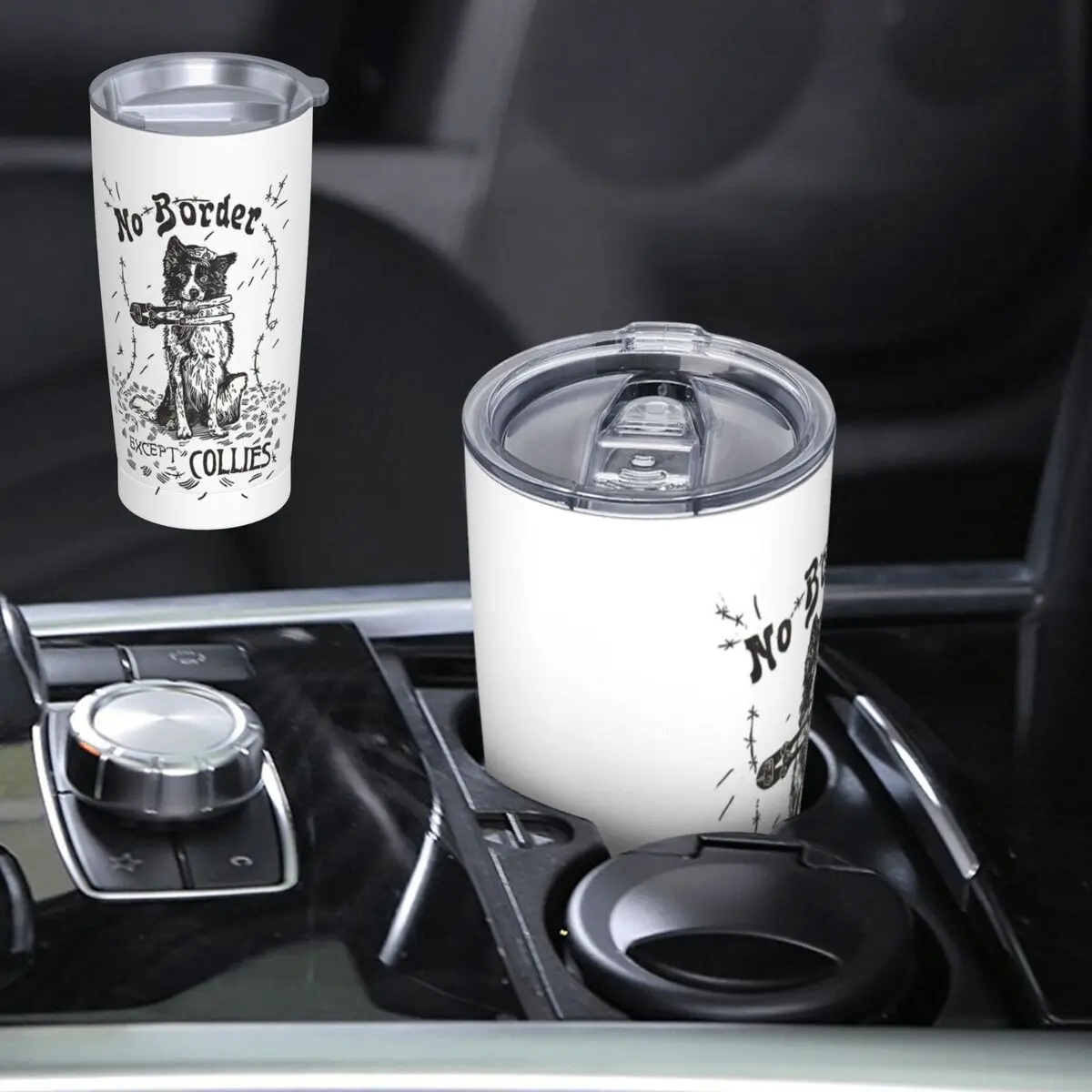 No Border Except Collies Stainless Steel Tumbler Vacuum Insulated Mug Thermal Cold Cup Straw With Lid 20oz