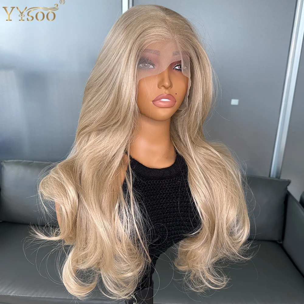 Long Pre Plucked Hairline Half Hand Tied Wig 103# Color Body Wave 13x6 Glueless Futura Synthetic Lace Front Wigs for Women Girls