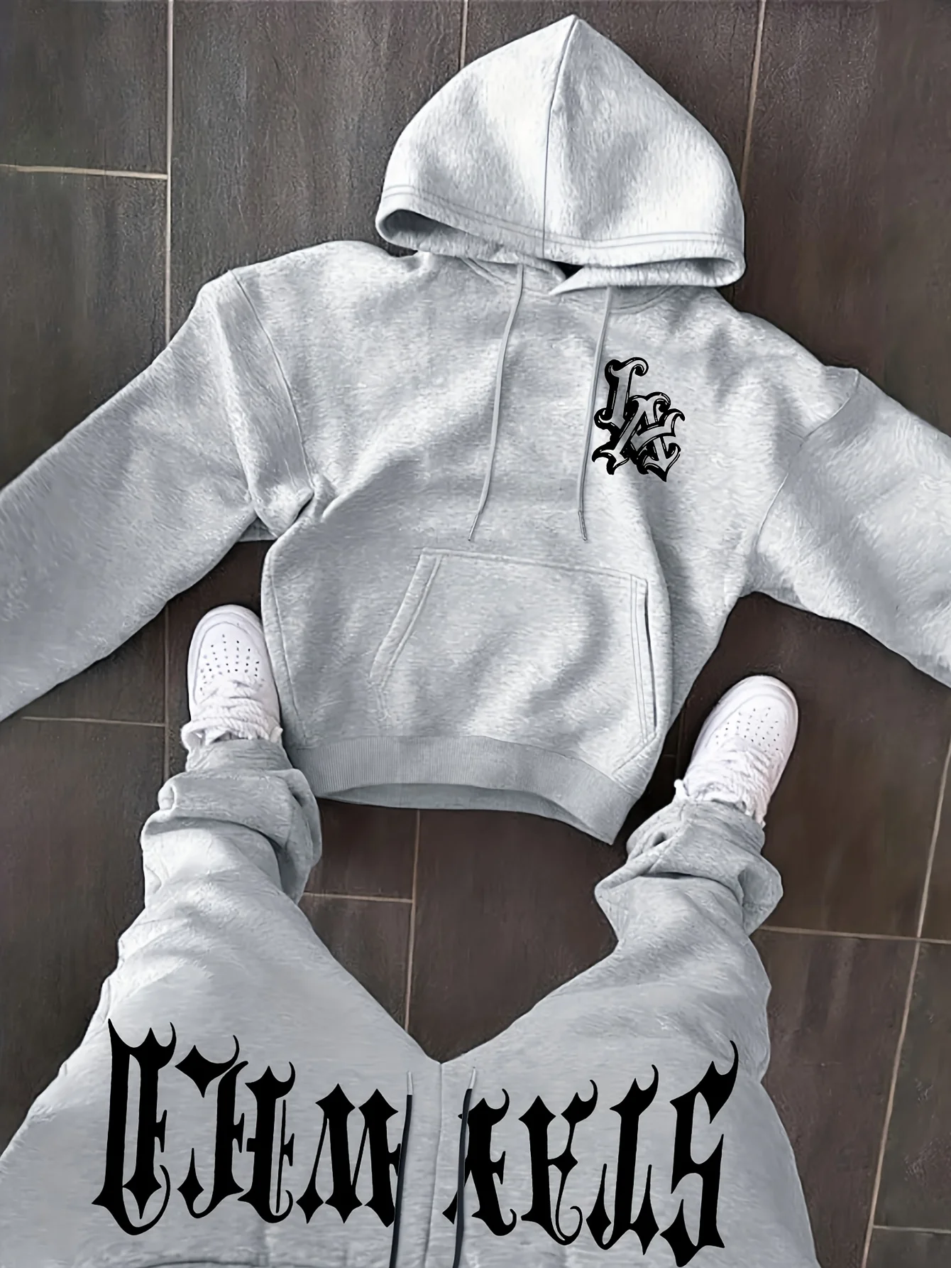2026NEWclothes for man 2Pcs Hoodie Tracksuit Autumn Winter Printed Hooded Sweatshirt Drawstring Casual Sports Jogging Pants Set