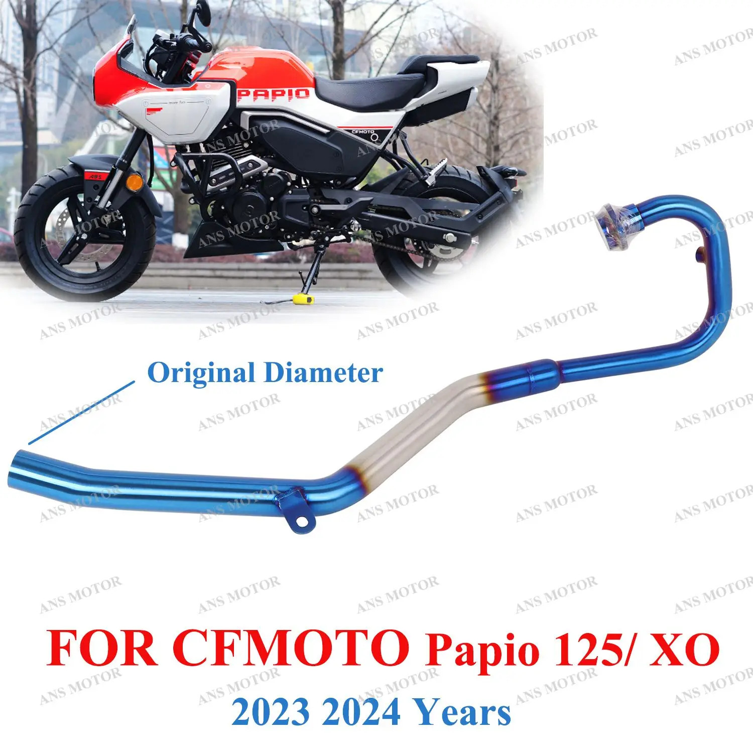 Slip On Escape For CFMOTO Papio 125 XO Baboon 2023 2024 Exhaust Front Link Pipe Modify XO Exhaust Original Connect