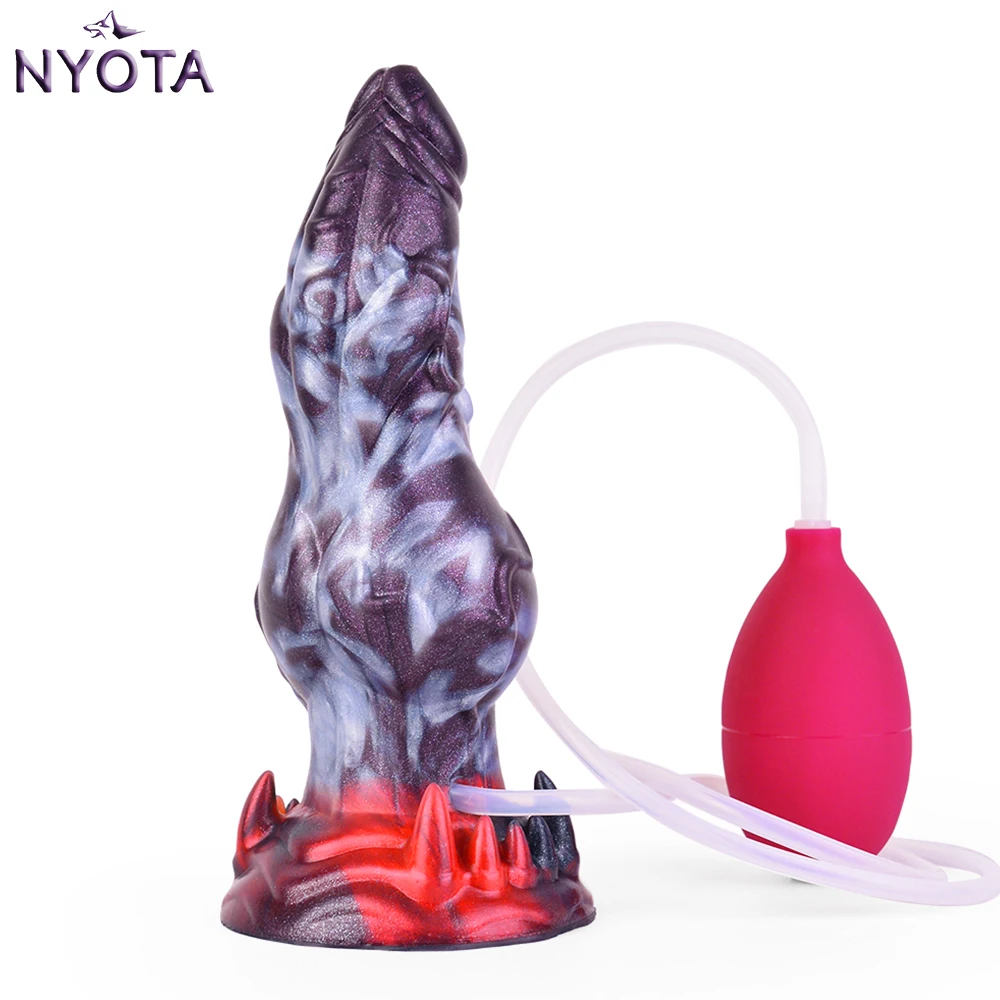 

NYOTA Squirting Realistic Dog Knot Dildo Ejaculation Penis Dick With Strong Sucker Adult Sex Toys Anal Plug Female Masturbator