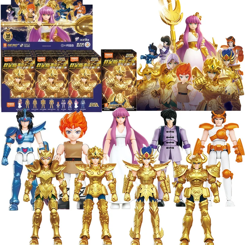 Blokees Saint Seiya Galaxy GV03 Aioria Aries Gold Saint ‌   قناع الموت ‌   أثينا ساجيتا توليمي عمل الشكل صندوق أعمى ألعاب الهدايا