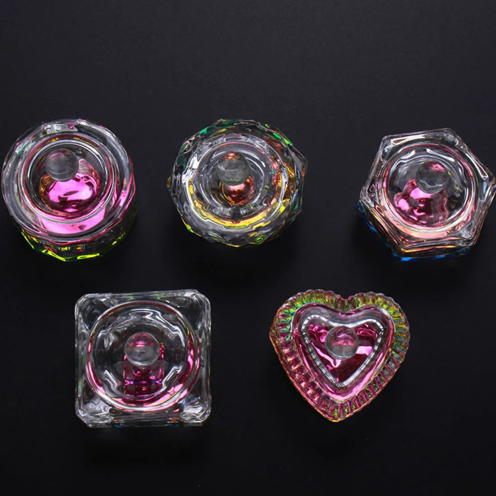 4個入りガラス製ネイルアートカップ クリスタルクリア ダッペンディッシュ ミキシングボウル アクリルリキッドパウダー用 ネイルサロン マニキュア用品
