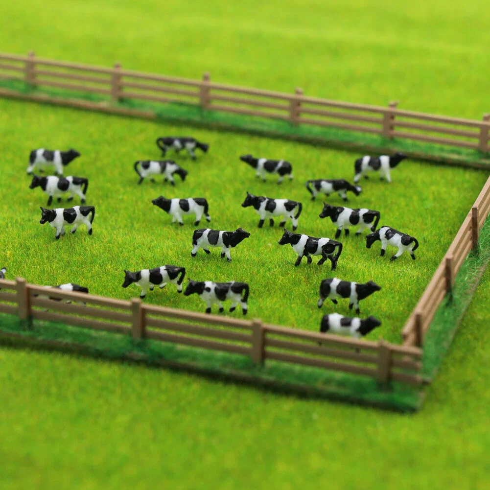 

60Pcs N Scale Cows Model 1:150 Model Railway Painted Farm Animals Model Scene Building Painting Railway Farm Animal