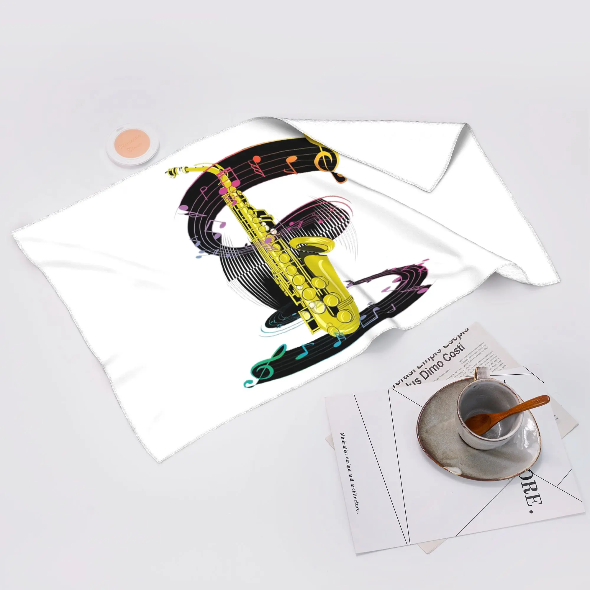 Custom Saxophone Player - Music Art Girls Y2k Graphic Soft Face Towel Quick Dry Pool Bath Cotton Towels Absorbent