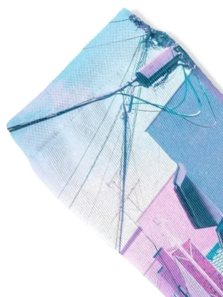 أنيمي في الحياة الحقيقية Vaporwave يوم الصيف في منطقة طوكيو السكنية الجوارب رجل كرة القدم الرجعية مصمم رجل الجوارب النسائية #2