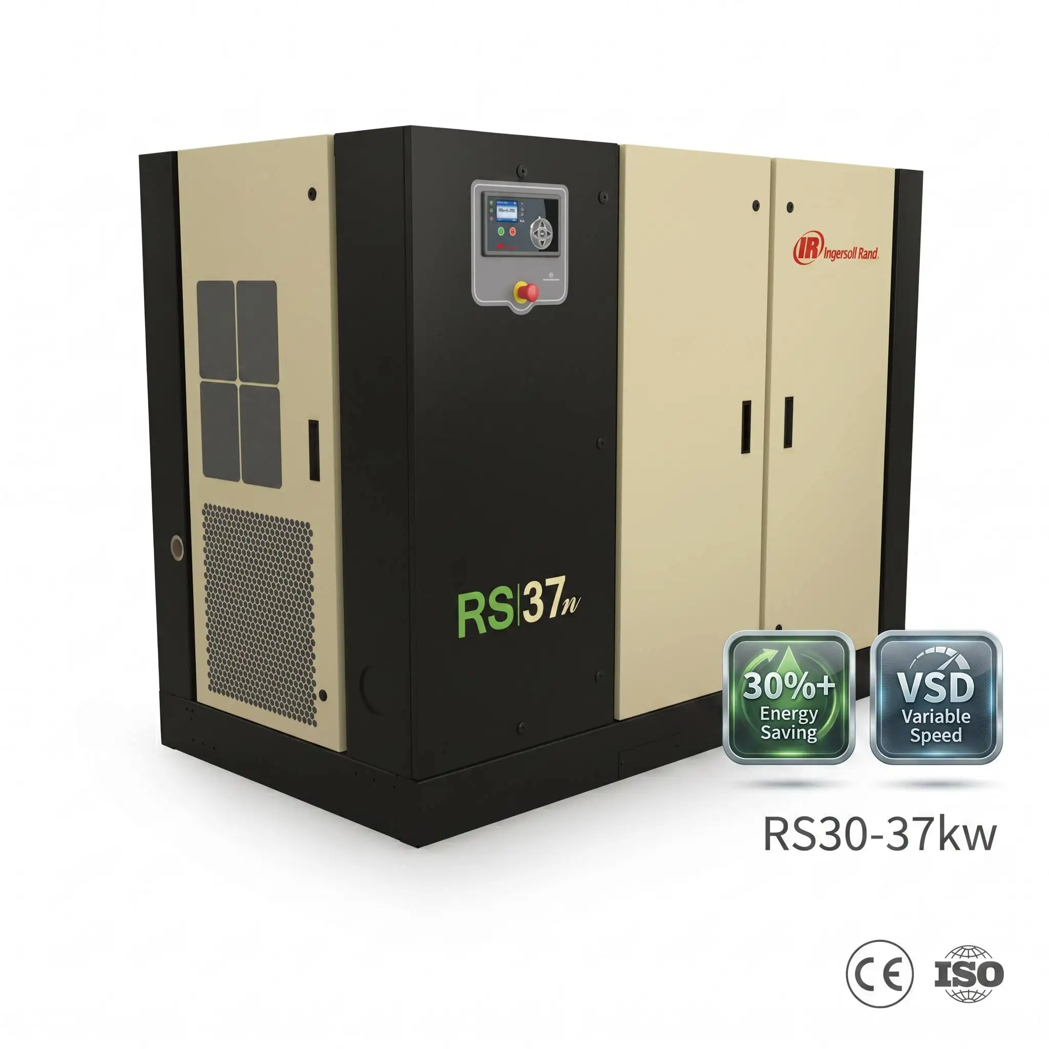 Ingersoll Rand R Series Oil Flooded Rotary Industrial Screw Air Compressors 30kw 37kw Air Cooled RS30ie RS37ie RS30n RS37n TAS