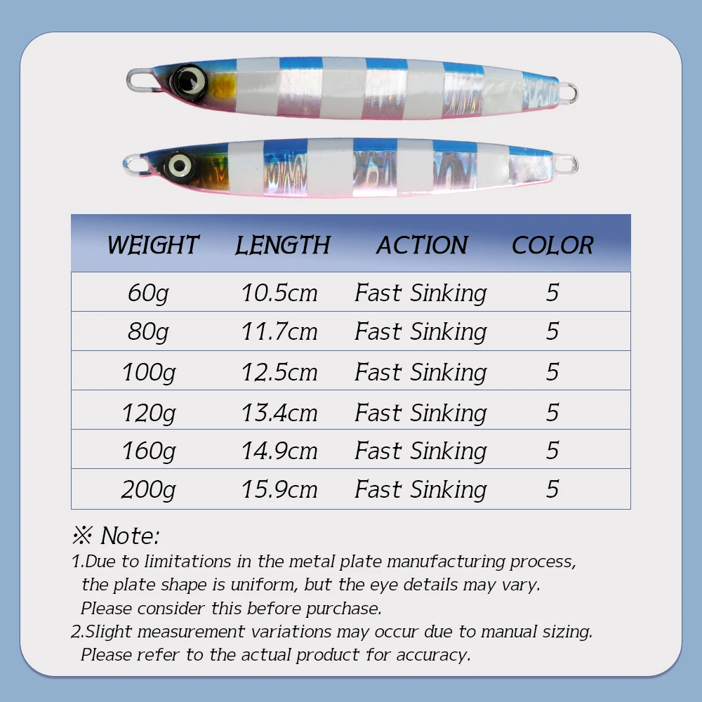 TOLU Jig Head Metal 60-200g – Hundimiento lento 5 colores ojos 3D - imagen 4