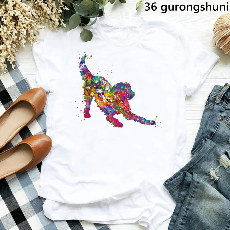 Watercolor Chihuahua Dog Lover Print T-Shirt Women Harajuku Shirt Golden Retriever Tshirt Femme Summer Fashion T Shirt Female