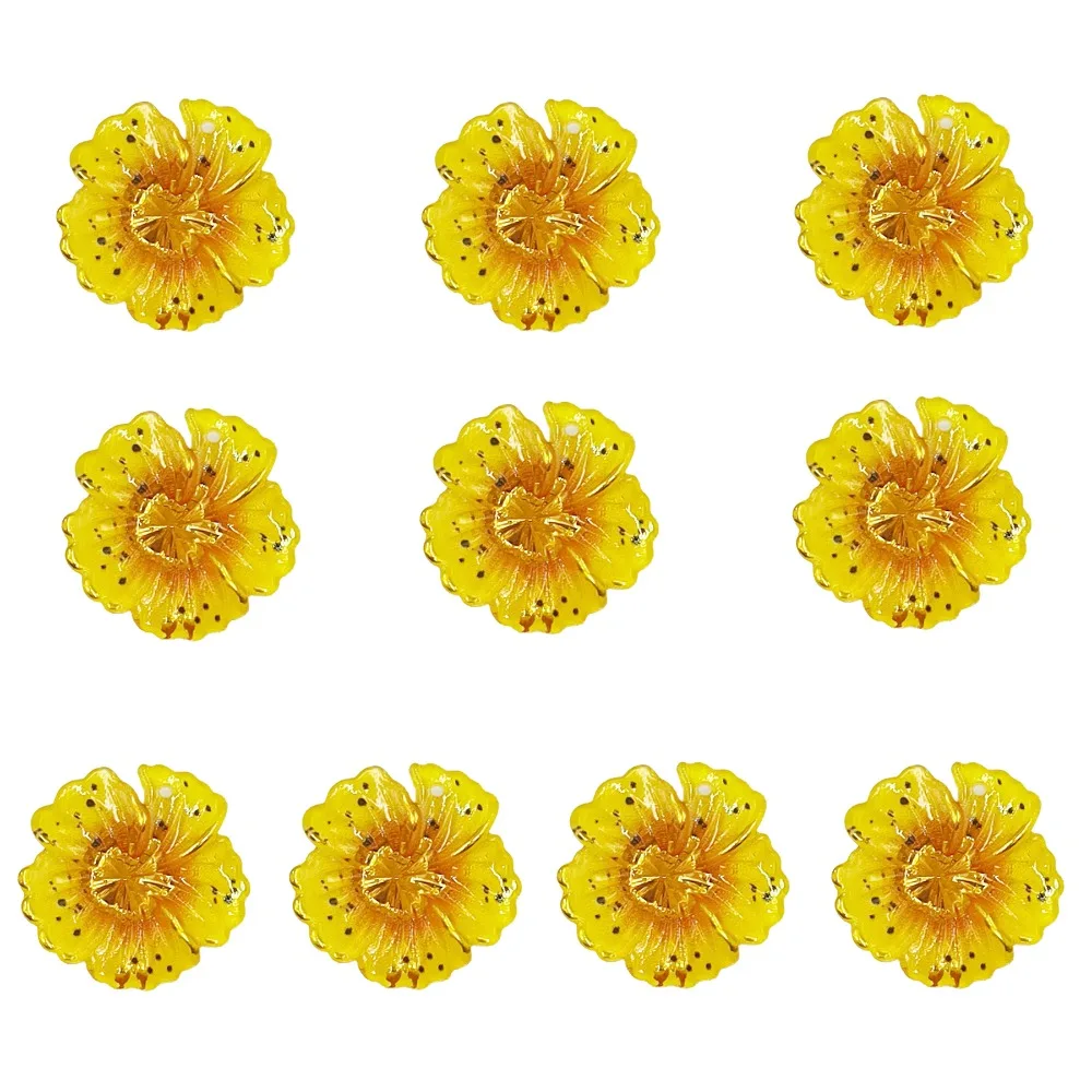 

3D Shiny Colored Flowers Gold Embossed Colorful Gradient Flower Perforated Hairpin 1 Hole Design Flatback Rhinestone