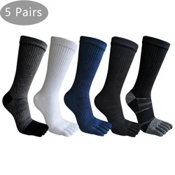 5 Pairs Man 5 Finger Socks Long Compression Sweat-Absorbing Fitness Marathon Hiking Outdoor Basketball Calf Toe Sport Socks