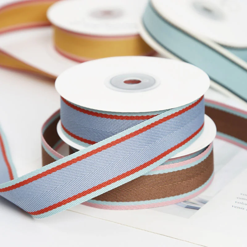 

New 25mm 10 Yards Herringbone Tape cotton Ribbon DIY Handmade Material Packaging Satin Ribbon
