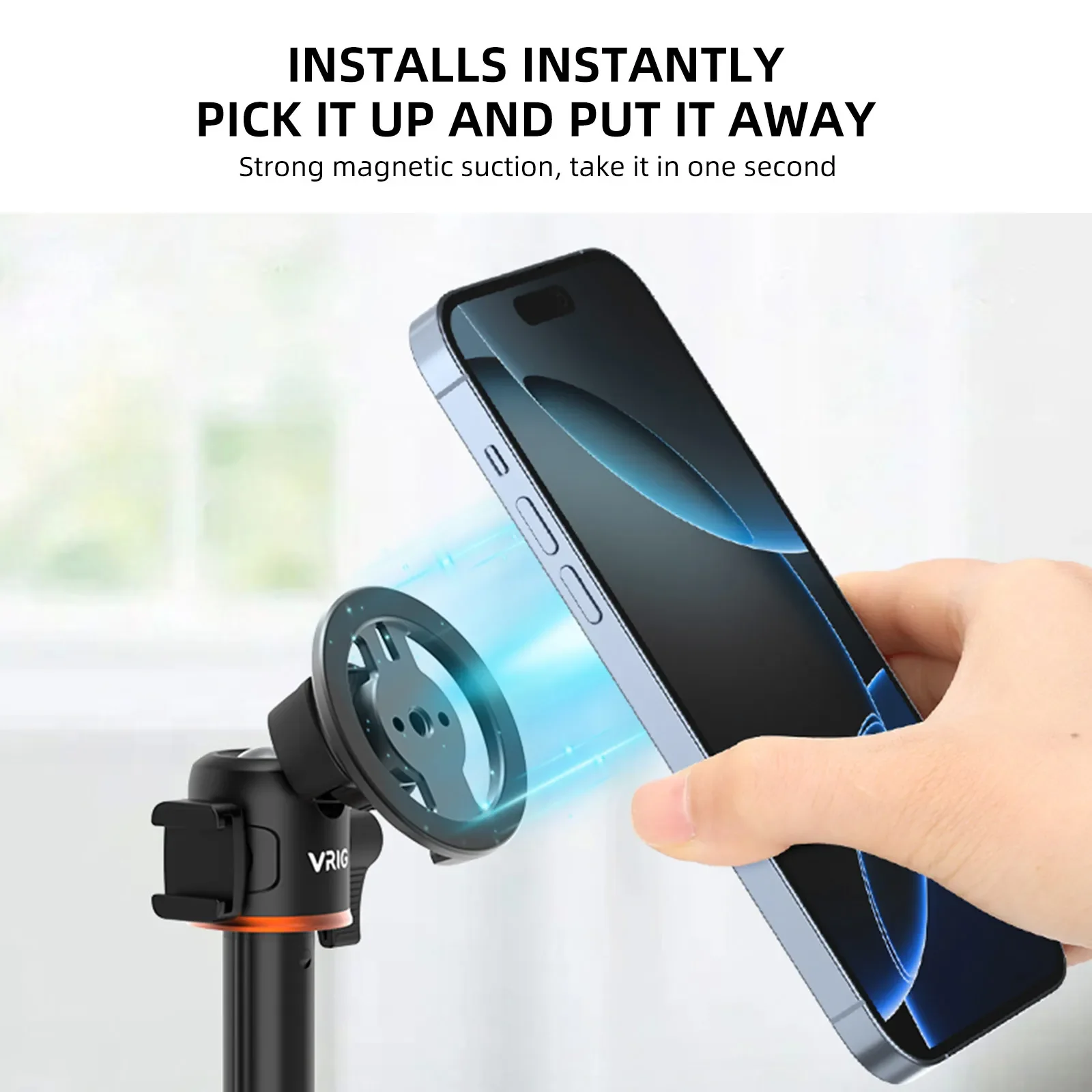 for Magsafe Magnetic Phone Tripod Mount Adapter with Cold Shoe 1/4 Screw Hole for Ball Head/Tripod W/ Adhesive Magnetic Ring