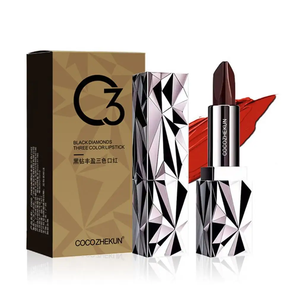 Diamond Plumping Three-color Lipstick Matte 3non-fade Lipstick Moisturizing Non-stick Tricolor Cup Lip Glaze Gloss Lip G7r6