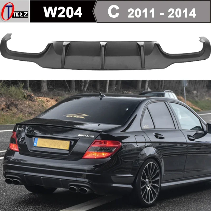 

W204 Rear Bumper Diffuser Spoiler Lip Protector for Mercedes 2011-2014 C Class Facelift W204 Sedan C204 Coupe C180 C300 C63 AMG