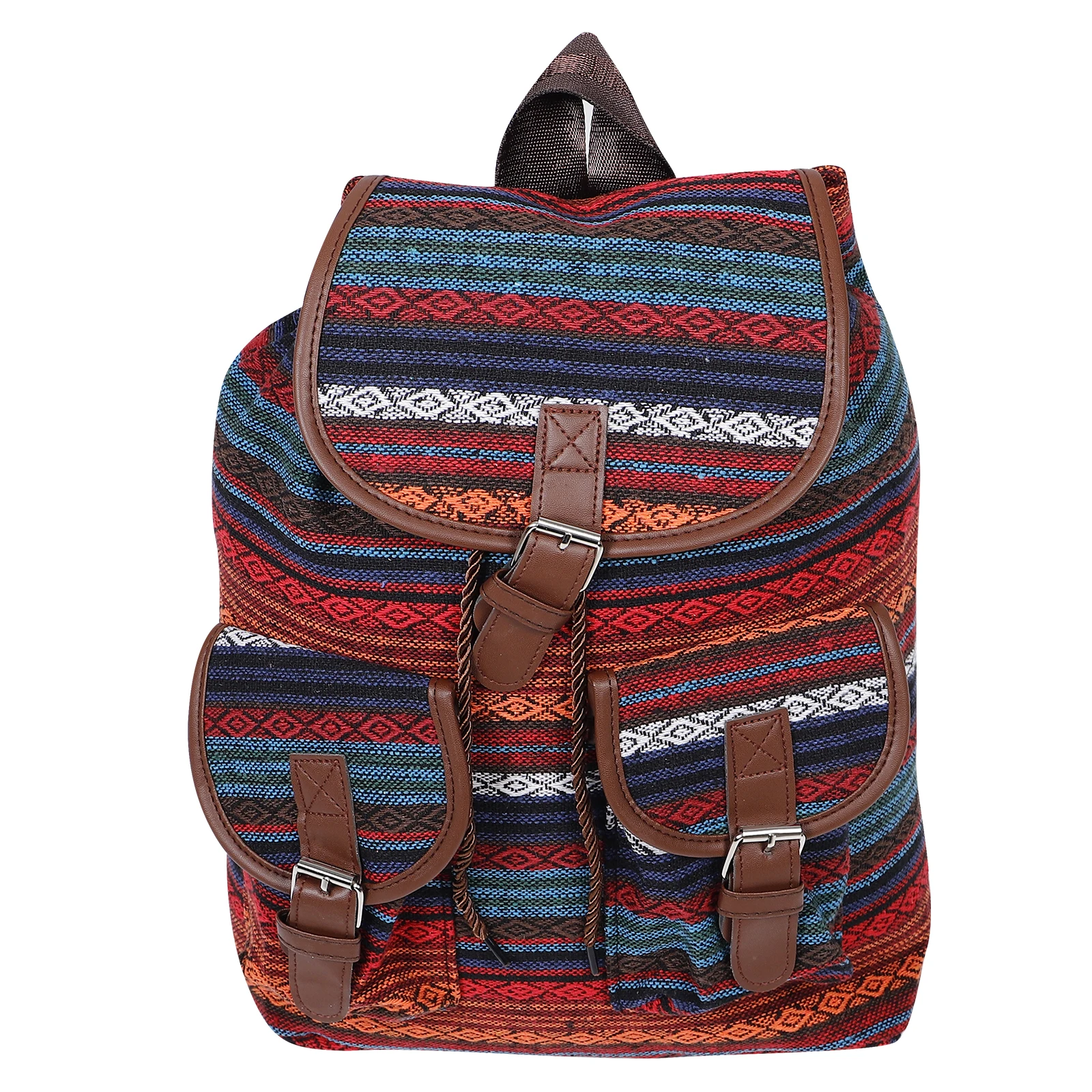 

Plaid Backpack Large Capacity Drawstring Vintage Bookbag Purse Red Stylish Women Casual Pattern School Travel Boho Shoulder Bag