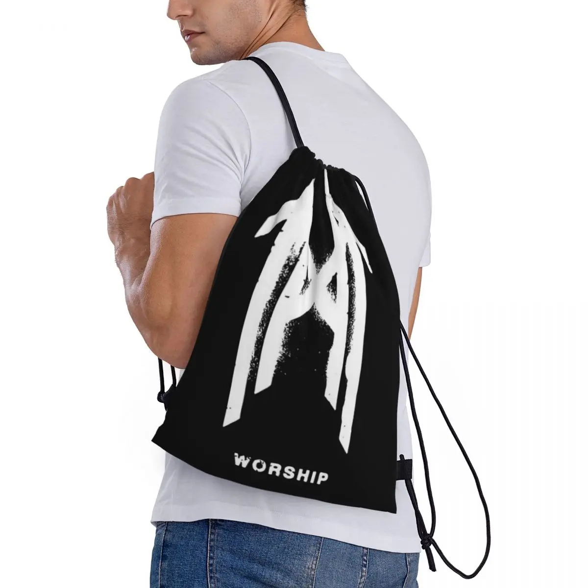 Drawstring bag Storage Portable Handbags Worship Grocery Shopping Shoulder bags foldable Travel Bag