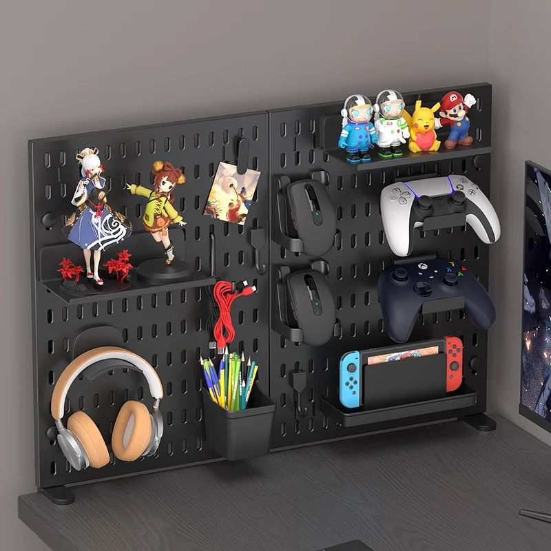 Customizable Desktop Pegboard Organizer No Drill For Gaming Desk Controller Headphone Figure Mouse Storage Hooks
