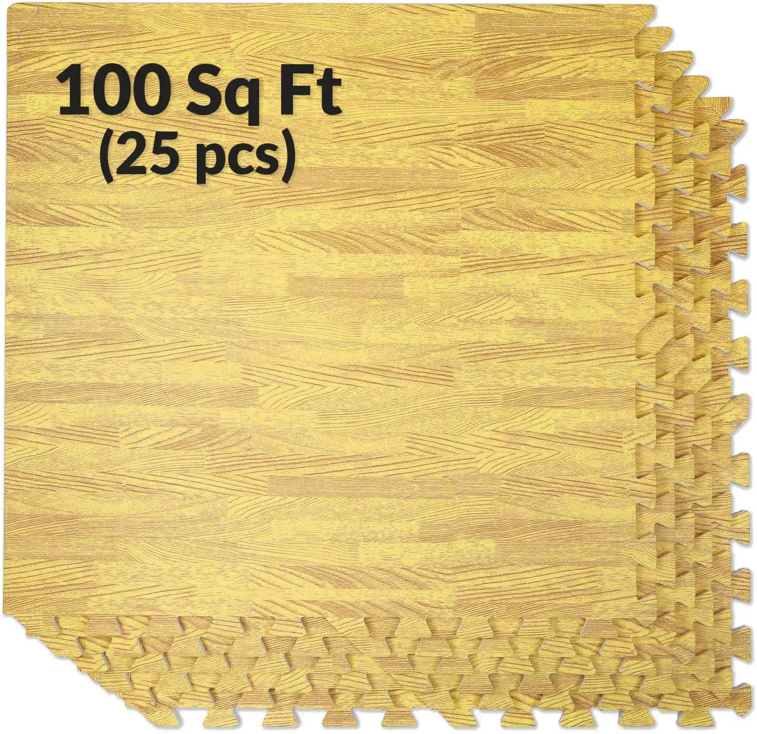 Accueil Esthétique 100 Sq. Carreaux de Mousse Imprimés en Bois Clair Chêne Mars St de 3/8 Pouces, (24x24 Pouces), 25 Pièces