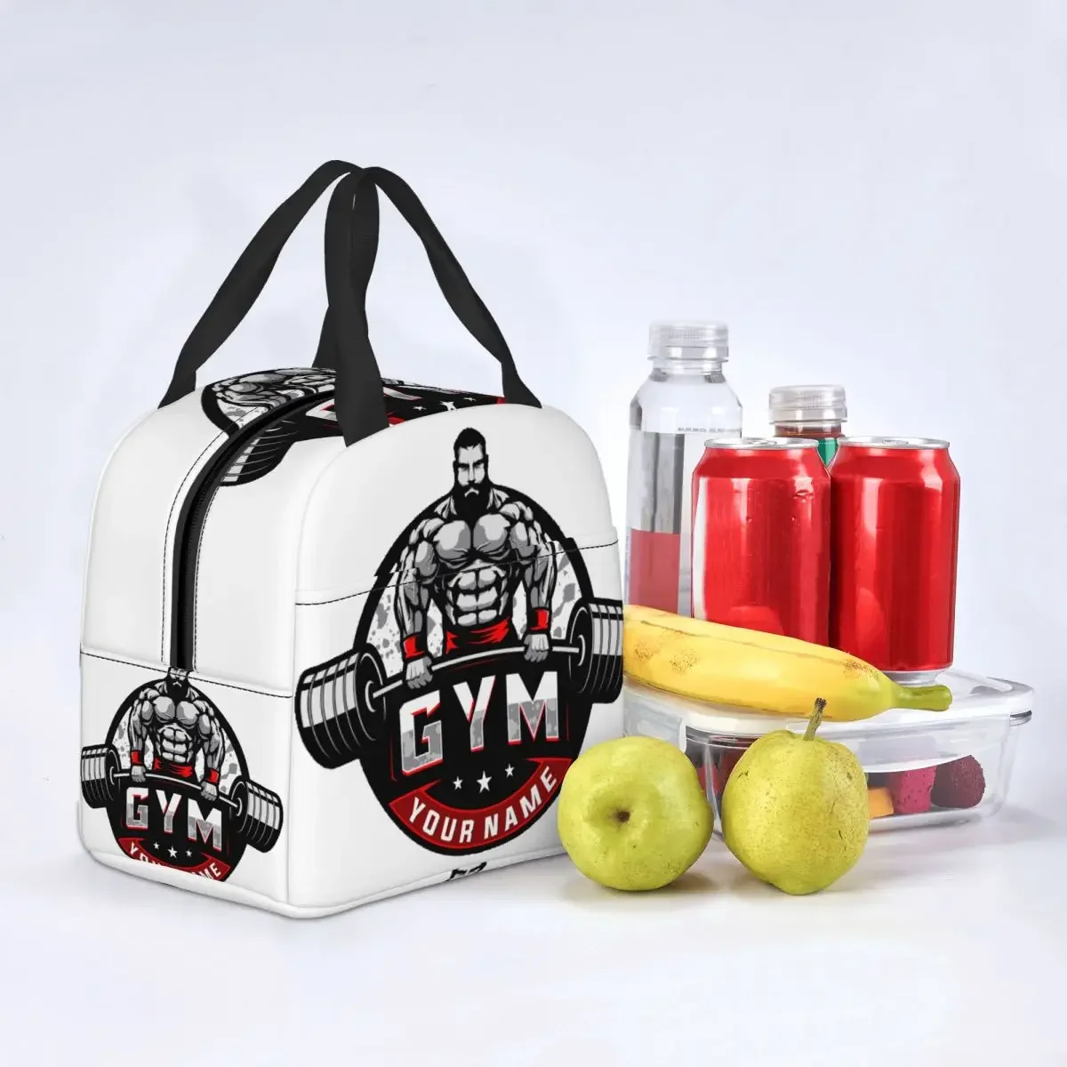 Bodybuilding And Gym Logo Resuable Lunch Box for Women Leakproof Cooler Thermal Food Insulated Lunch Bag Kids School Children