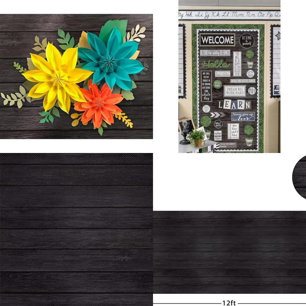 

8-Roll Pack of Premium Black Wood-Textured Bulletin Board Paper