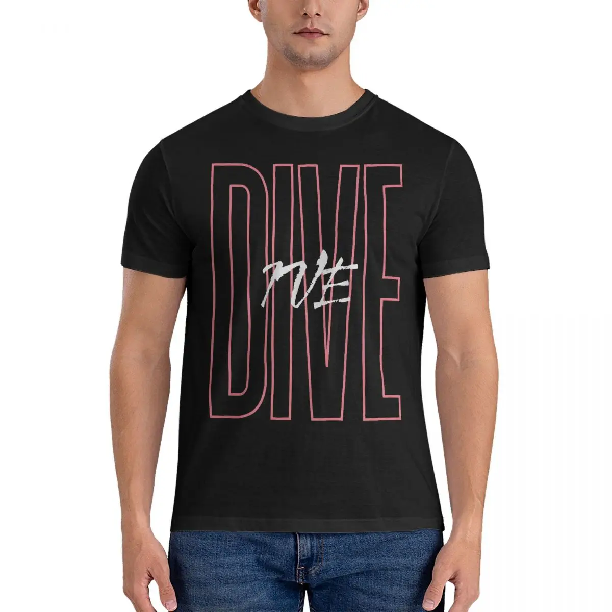 Men's T-Shirts DIVE Vintage 100% Cotton Tees Short Sleeve IVE T Shirt O Neck Tops Gift Idea